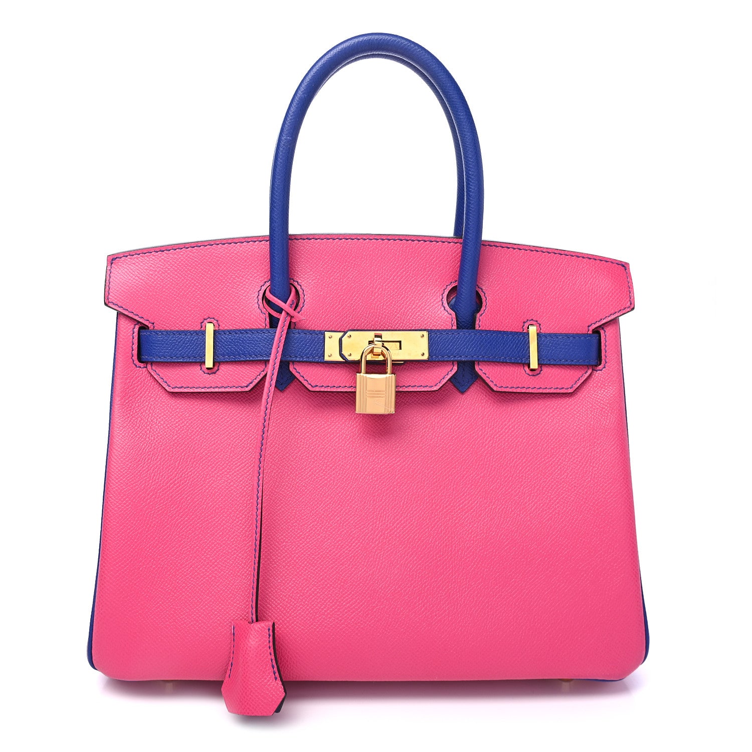 Hermes Epsom Horseshoe Birkin 30 Rose Tyrien Bleu Electrique 1 of 11
