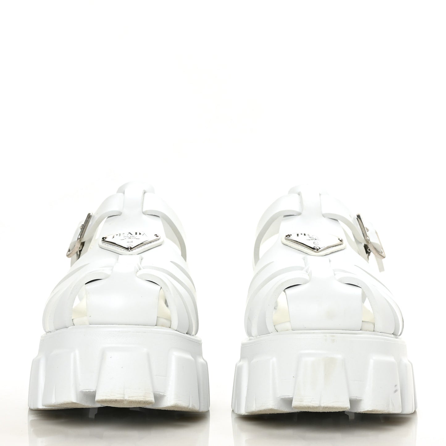 Foam Rubber Metal Triangle Logo Monolith 55mm Cage Sandals 39 White