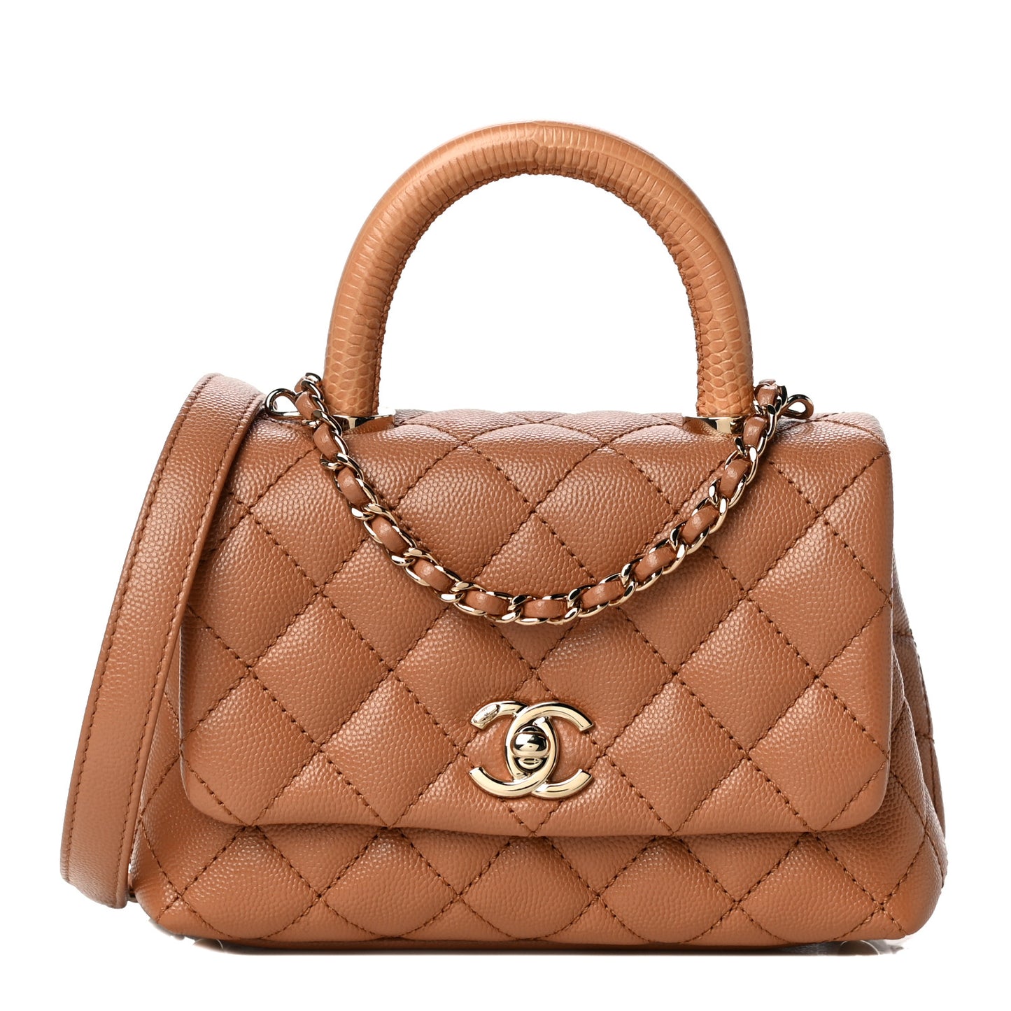Caviar Quilted Extra Mini Coco Handle Flap Brown