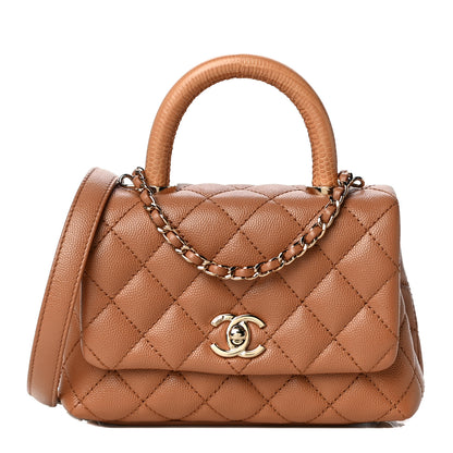 Chanel Caviar Quilted Extra Mini Coco Handle Flap Brown 2 of 10