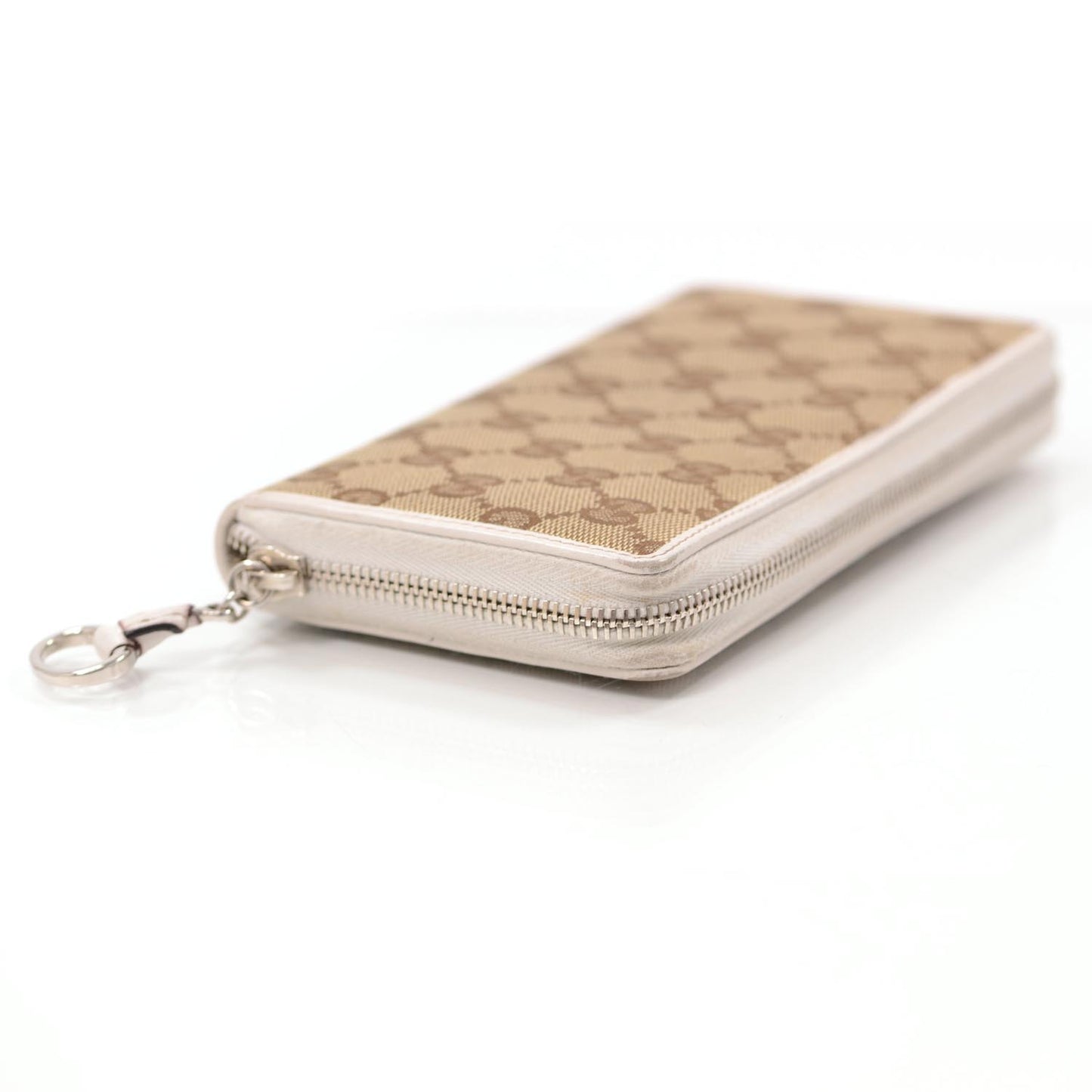 Monogram Horsebit Zip Around Wallet Beige Ebony White
