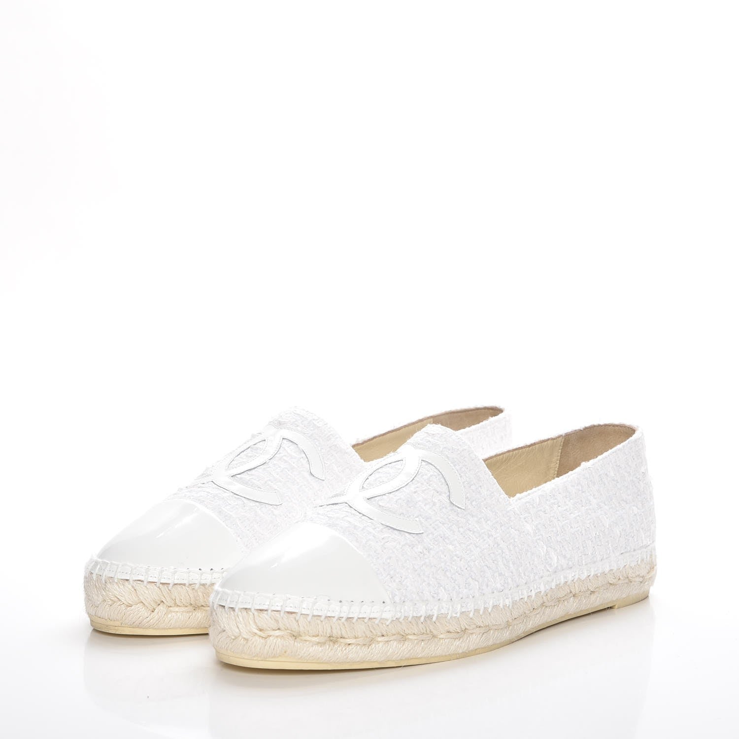 Chanel Tweed Patent CC Espadrilles 42 White 3 of 11