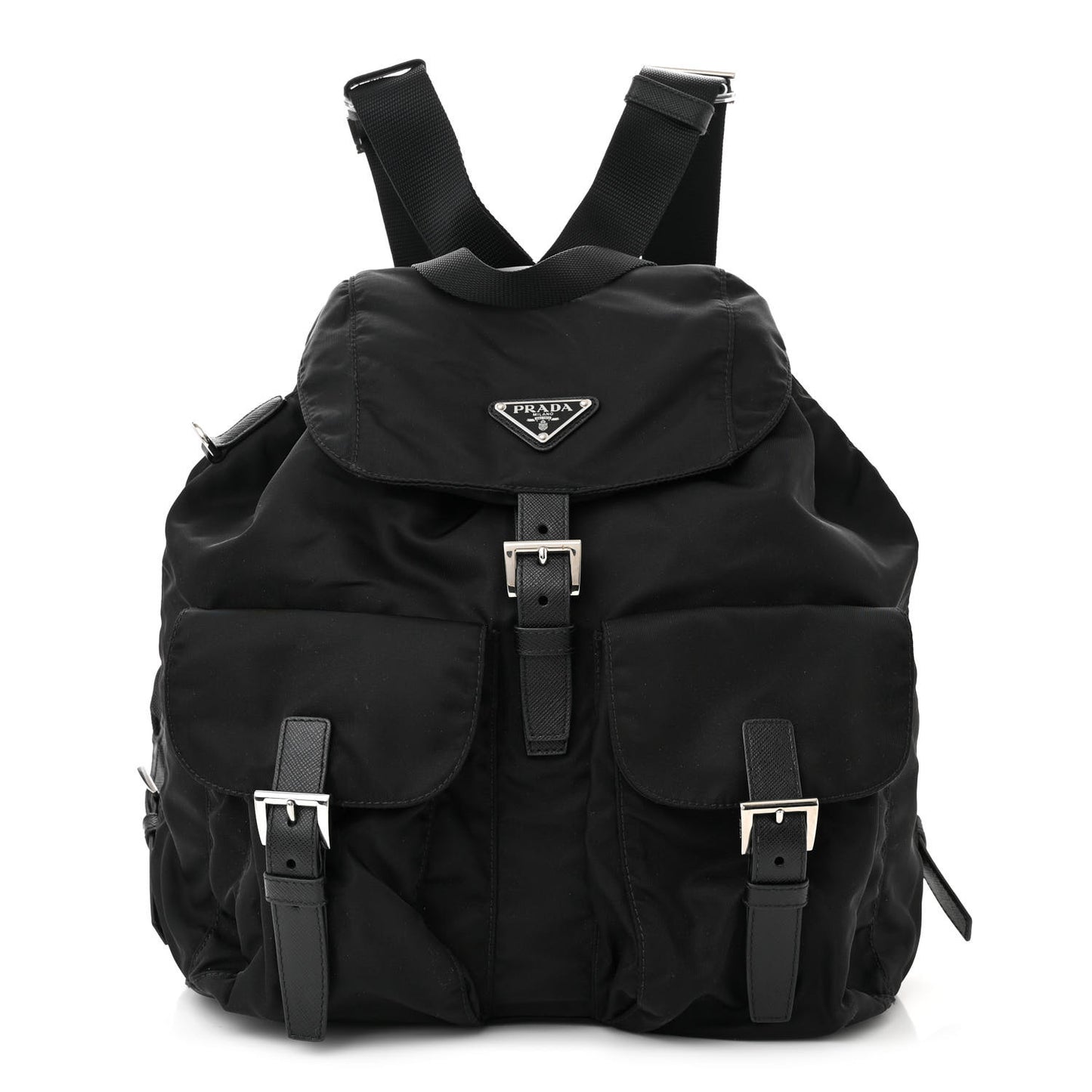 Re-Nylon Tessuto Saffiano Medium Backpack Black