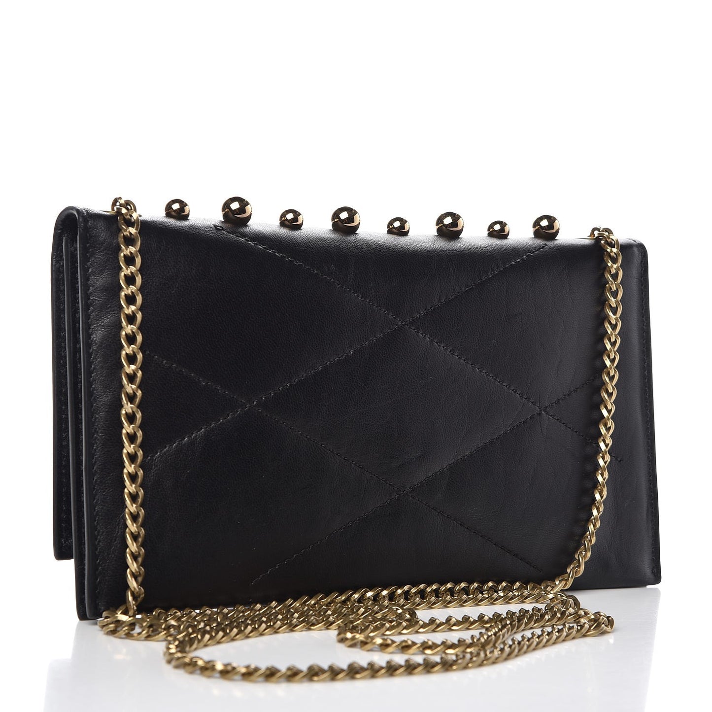 Sugar Metal Pearl Chain Flap Crossbody Black