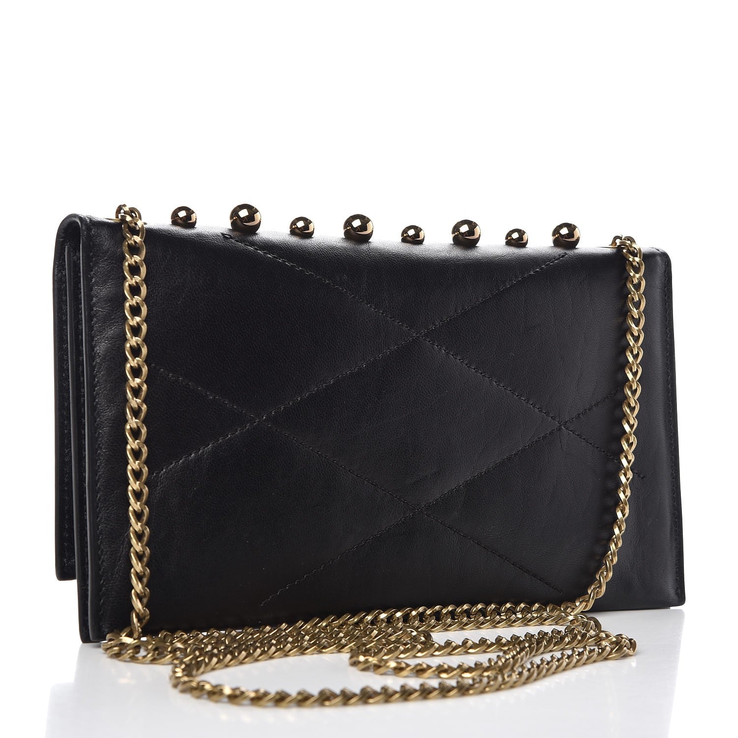 Lanvin Sugar Metal Pearl Chain Flap Crossbody Black 3 of 8