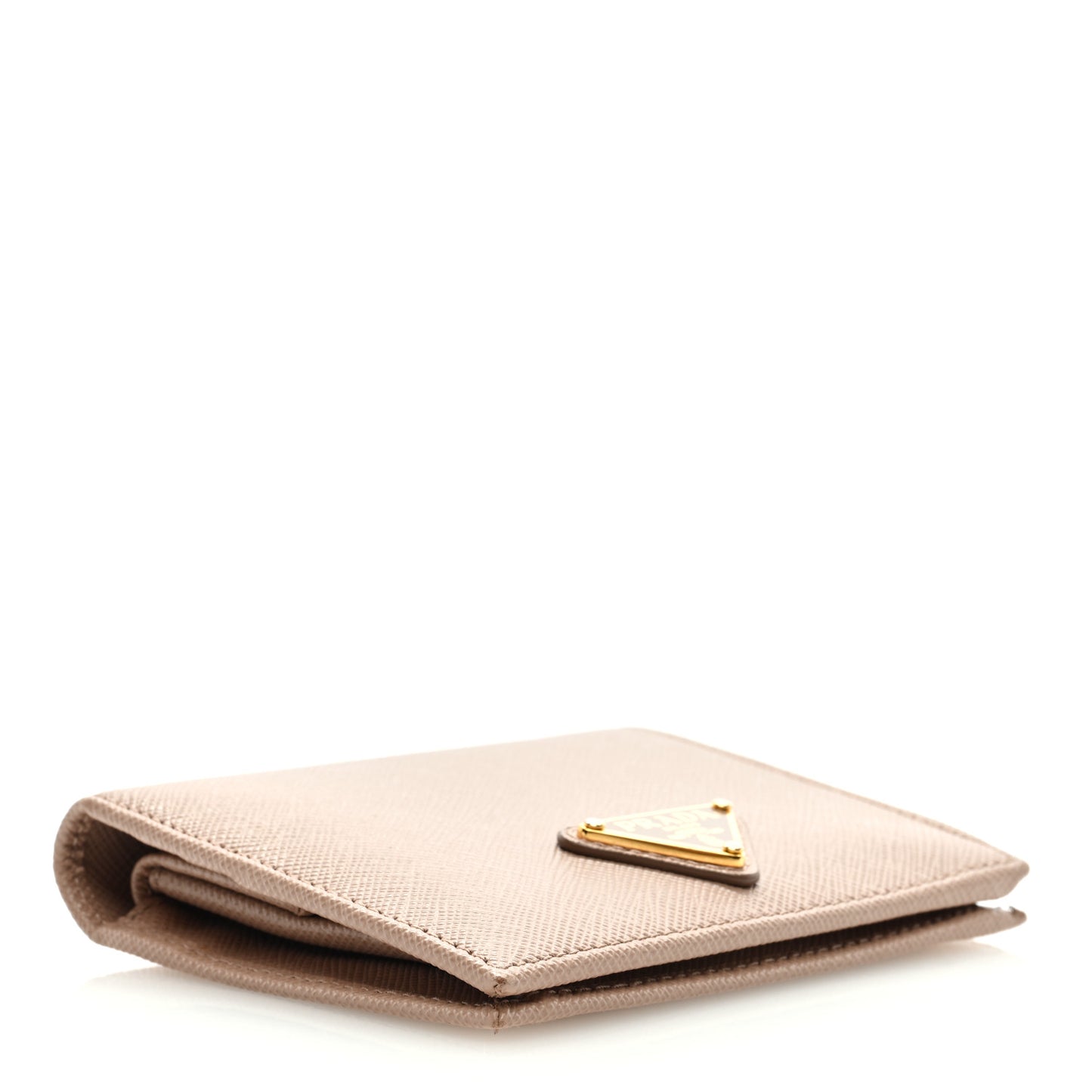 Saffiano Small Triangle Bi-Fold Wallet Cipria