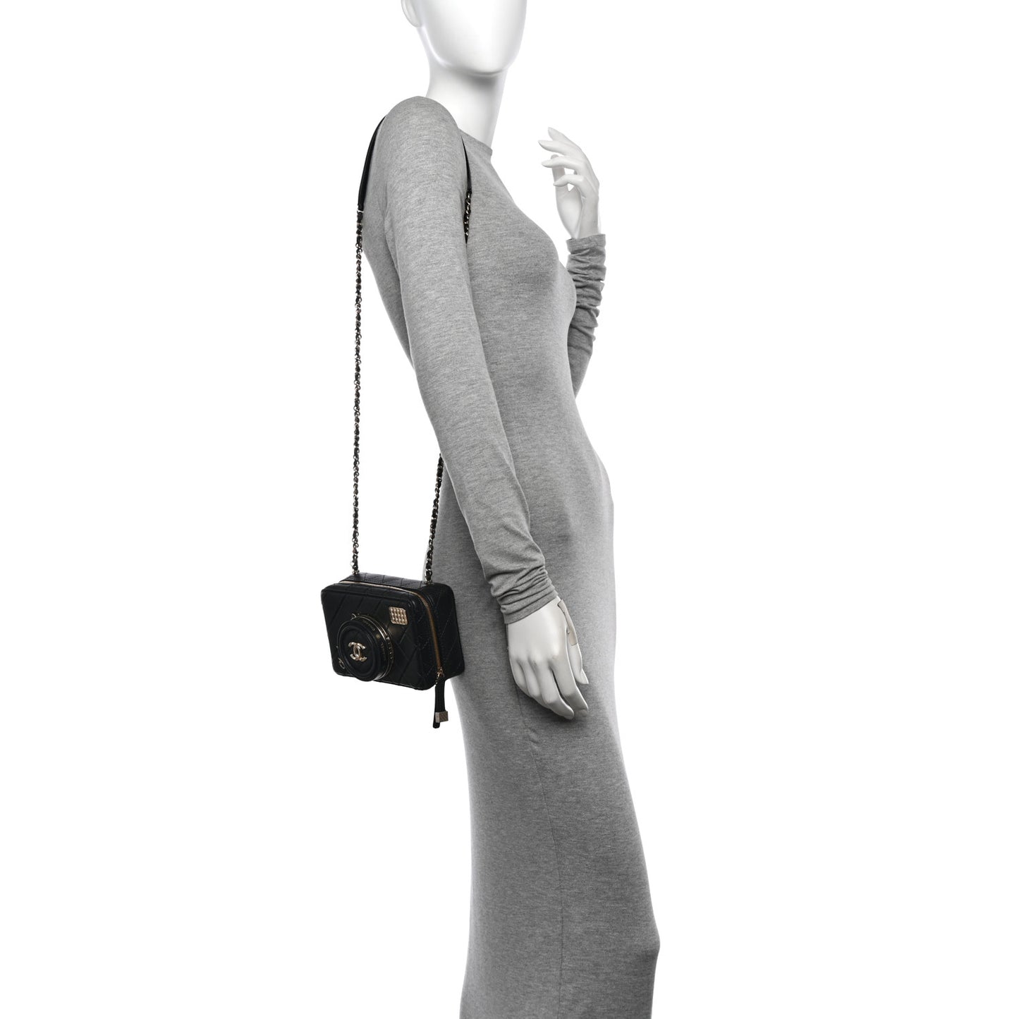 Lambskin Quilted Coco Click Bag Black