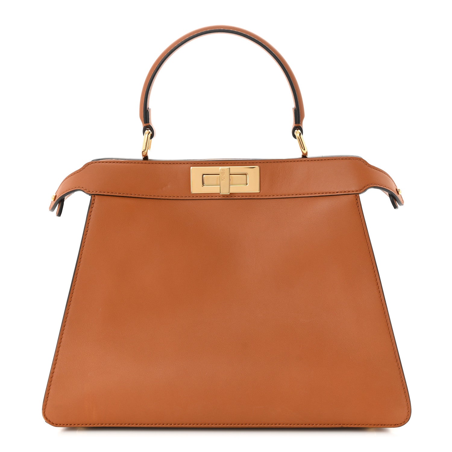 Fendi Vitello Seta Shiny Nappa Medium Peekaboo I SEE U Satchel Brandy Light Rose 1 of 14
