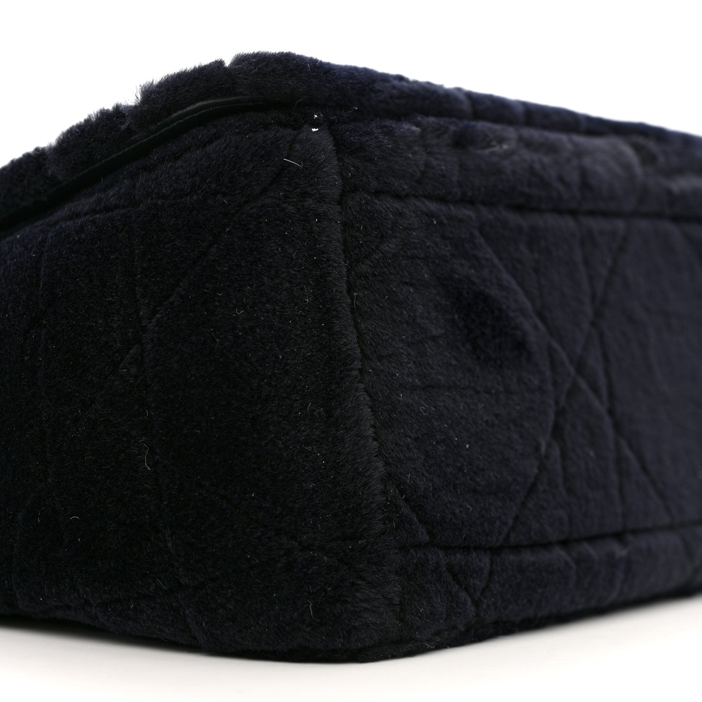 Rabbit Fur Alligator Crystal Cannage Medium Caro Bag Navy