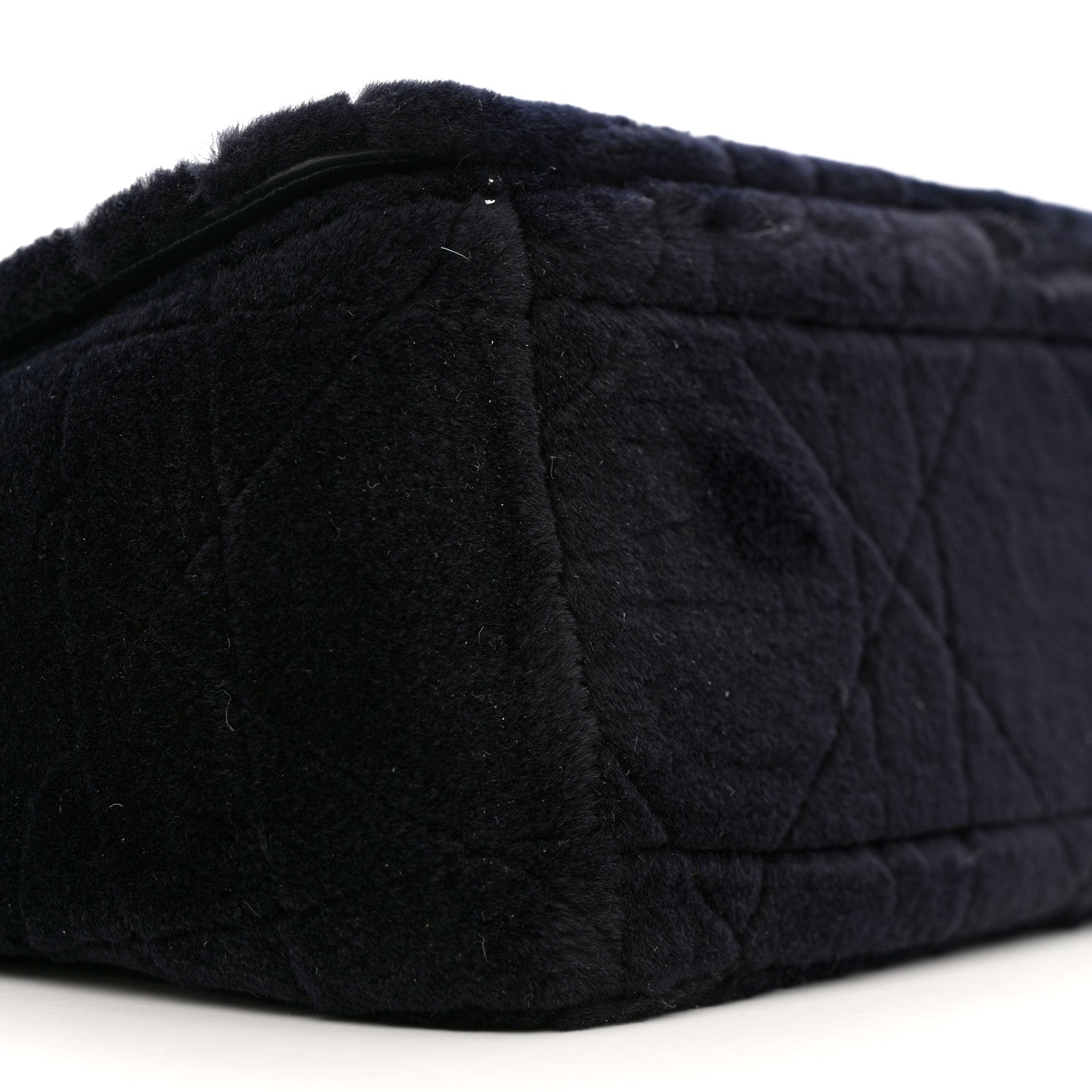 Christian Dior Rabbit Fur Alligator Crystal Cannage Medium Caro Bag Navy 9 of 12