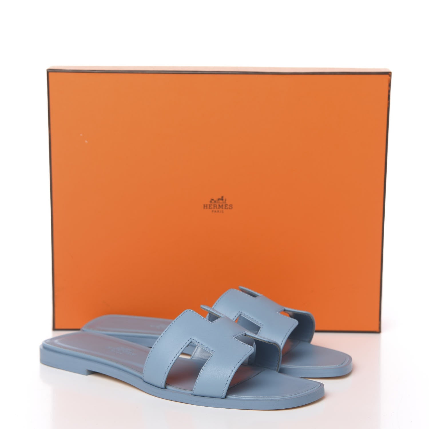 Hermes Calfskin Oran Sandals 36 Bleu Dorset 9 of 9