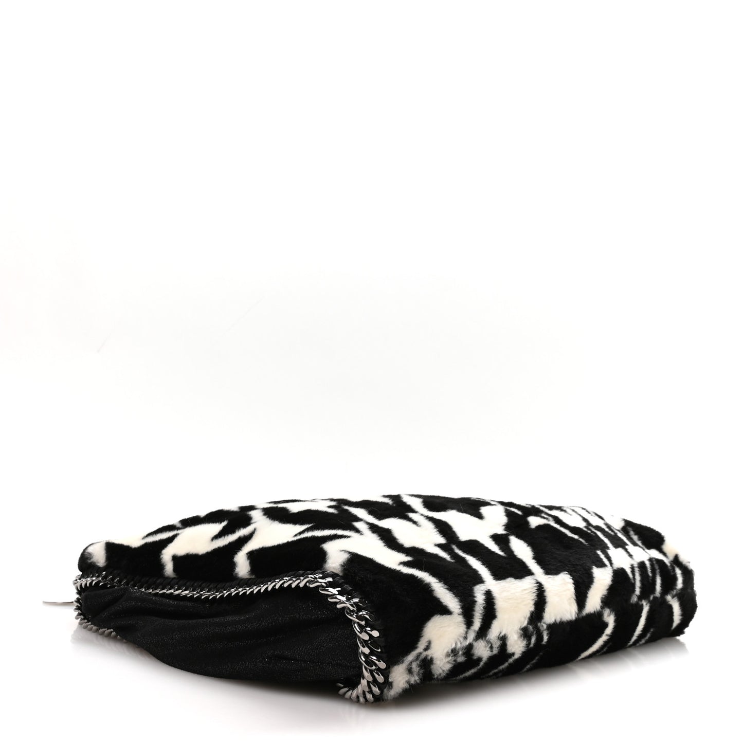 Eco Fur Houndstooth Big Falabella  Tote Black White