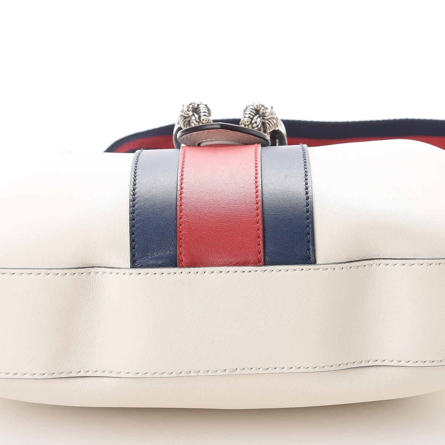 Calfskin Web Stripe Small Dionysus Hobo White