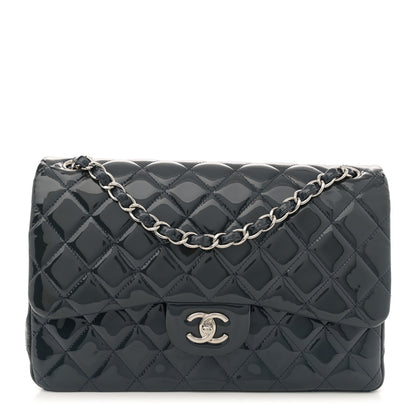 Chanel Patent Quilted Jumbo Double Flap Navy 1 of 14