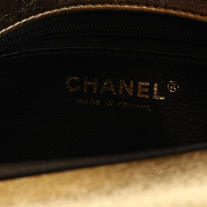 Chanel Lambskin Metallic Quilted Small CC Chic Double Flap Black Gold 5 of 9
