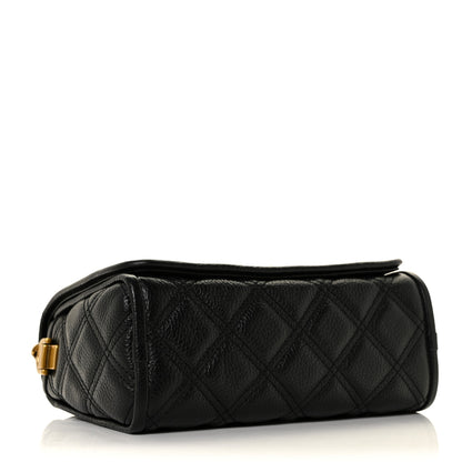 Marc Jacobs Grained Calfskin Quilted Double Stitched The Status Flap Crossbody Bag Black 4 of 8