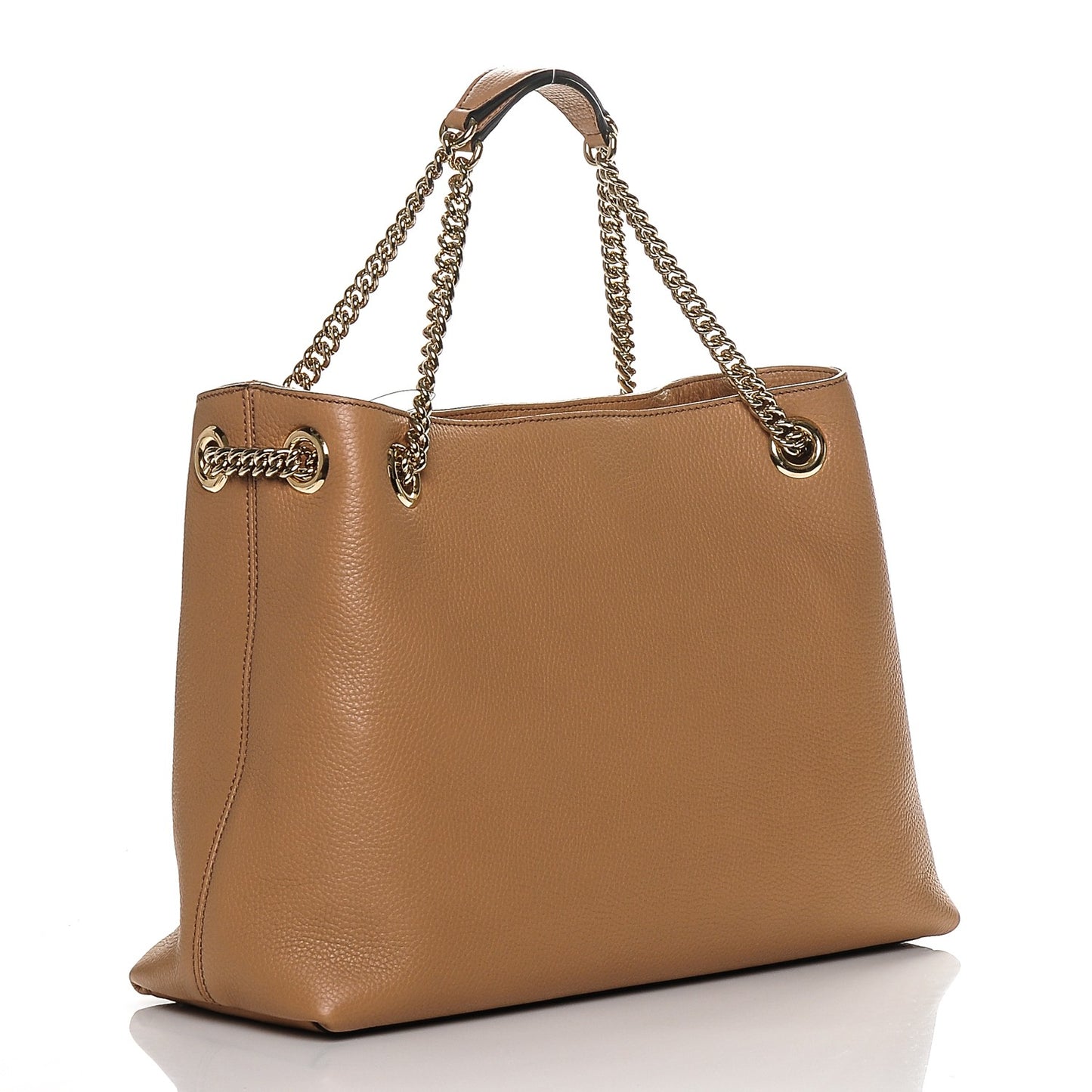 Pebbled Calfskin Medium Soho Chain Shoulder Bag Camelia