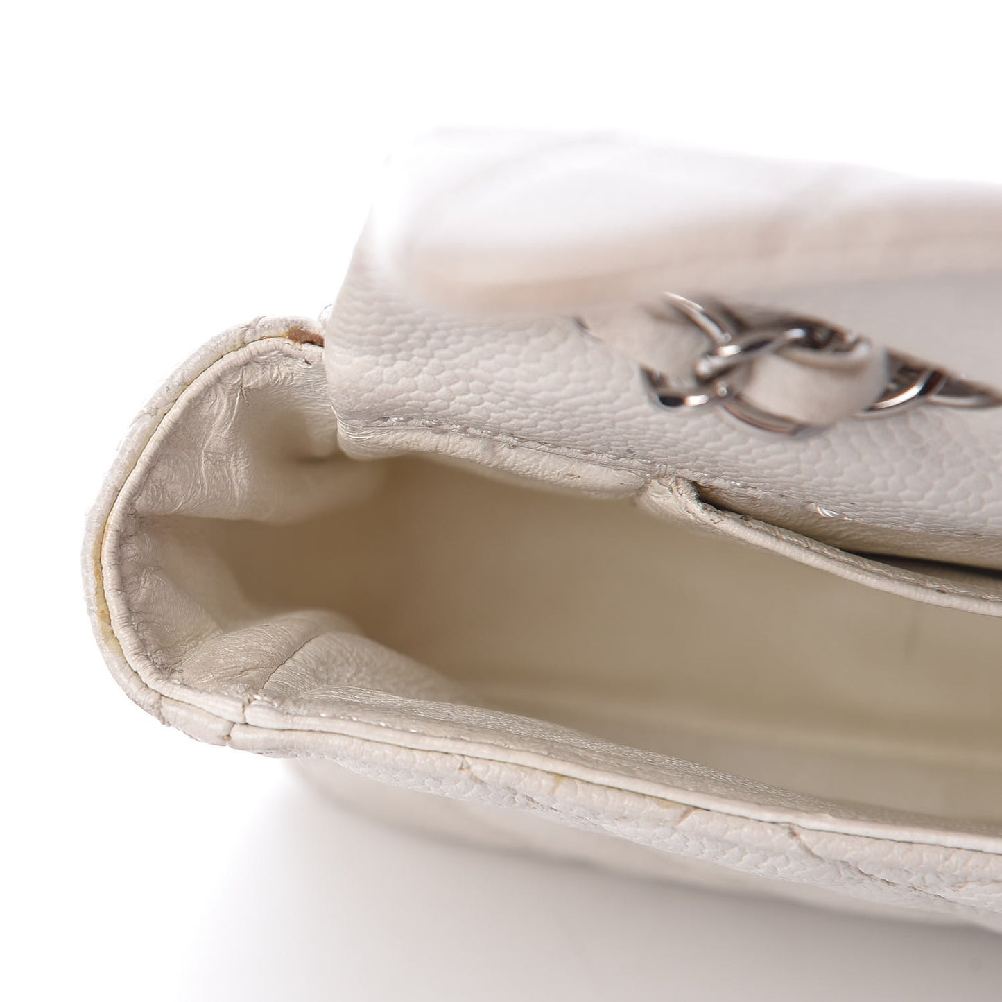 Soft Caviar Quilted East West Flap White