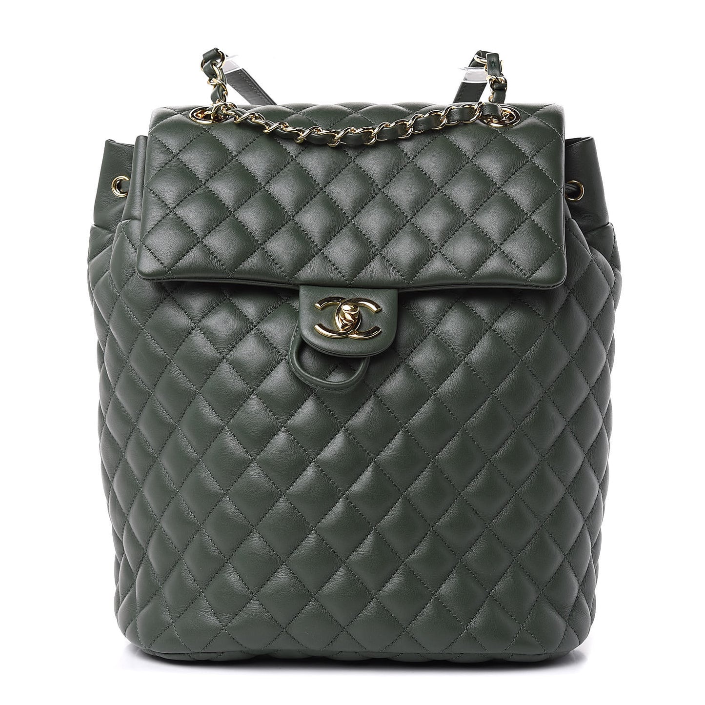 Lambskin Quilted Large Urban Spirit Backpack Dark Green