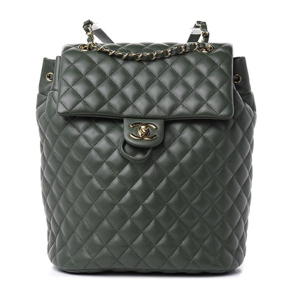 Chanel Lambskin Quilted Large Urban Spirit Backpack Dark Green 1 of 9