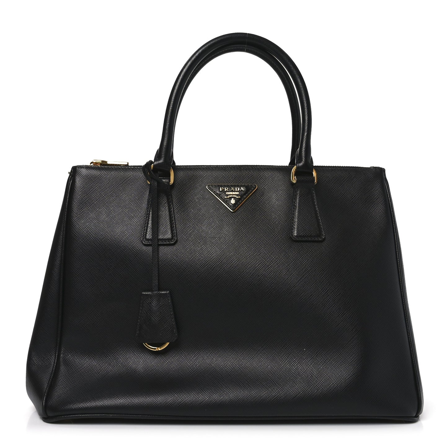 Saffiano Medium Galleria Double Zip Tote Black