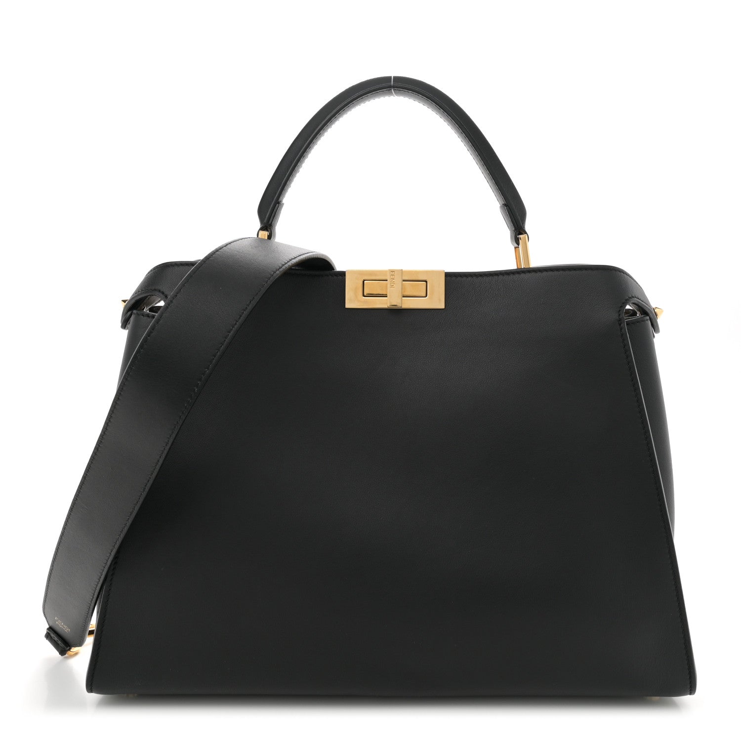 Fendi Vitello Tahiti Burro Large Peekaboo Iconic Essentially Satchel Black Corda 1 of 12