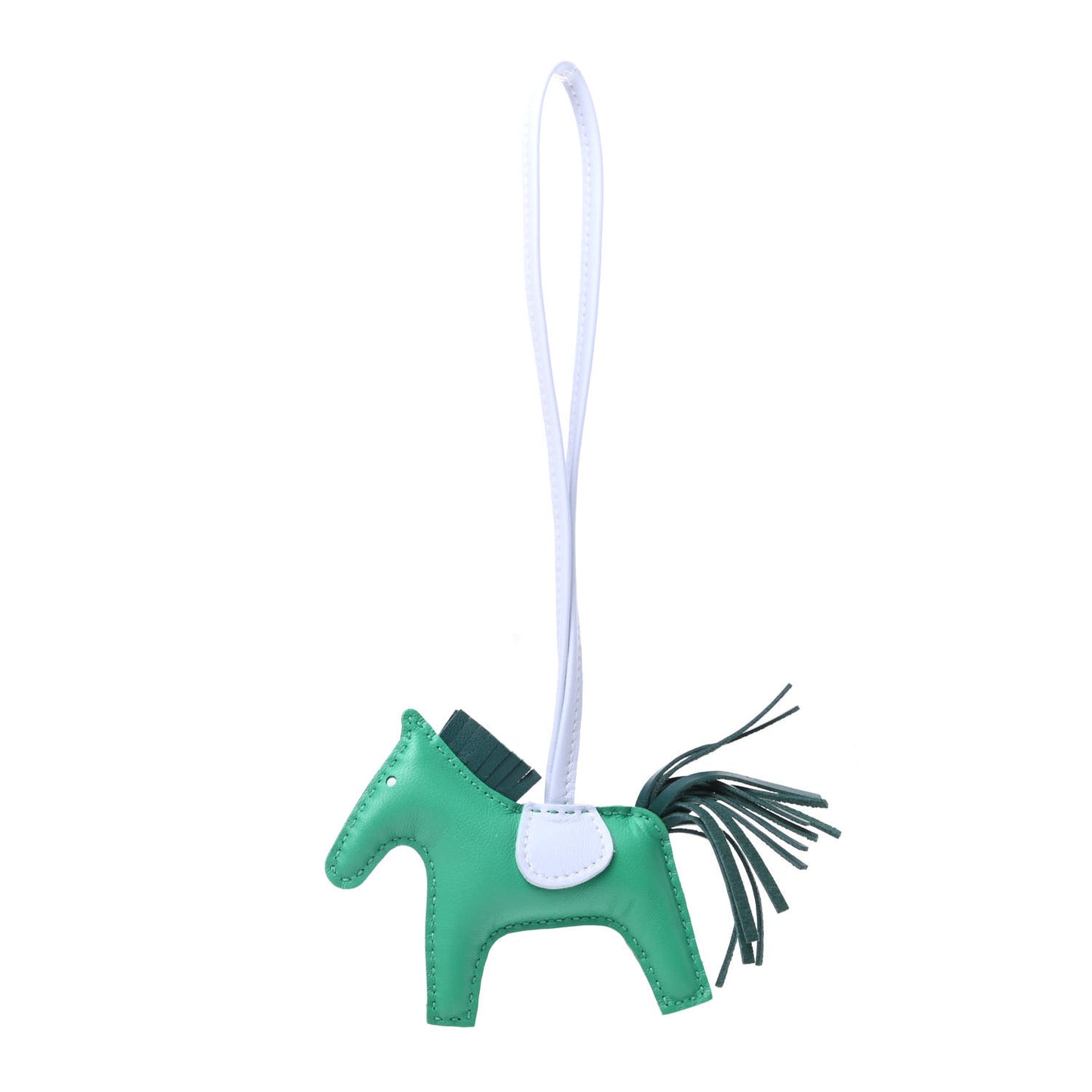Milo Lambskin Grigri Rodeo Horse Bag Charm PM Menthe Malachite Brume
