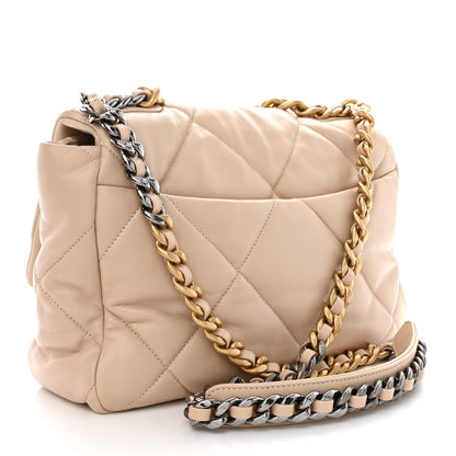 Chanel Lambskin Quilted Large Chanel 19 Flap Beige 3 of 11