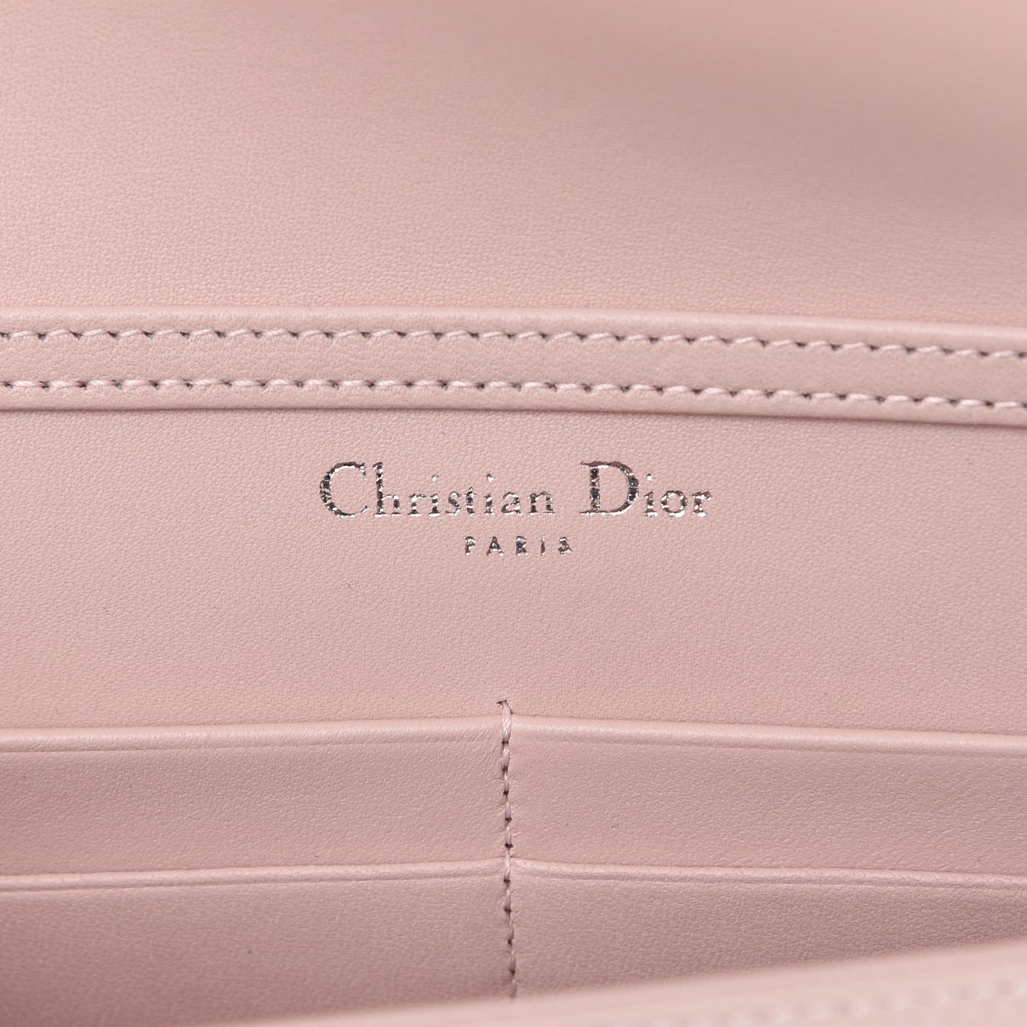Grained Calfskin Diorama Wallet on Chain Pouch Rose Poudre