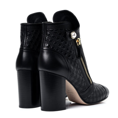 Chanel Lambskin Pearl Qulited CC Cap Toe Short Boot 40 Black 3 of 9