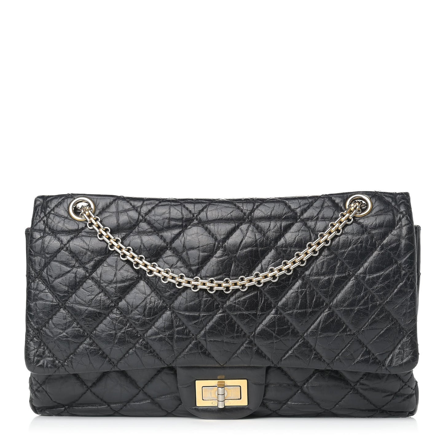 Aged Calfskin Quilted 2.55 Reissue 227 Flap Black