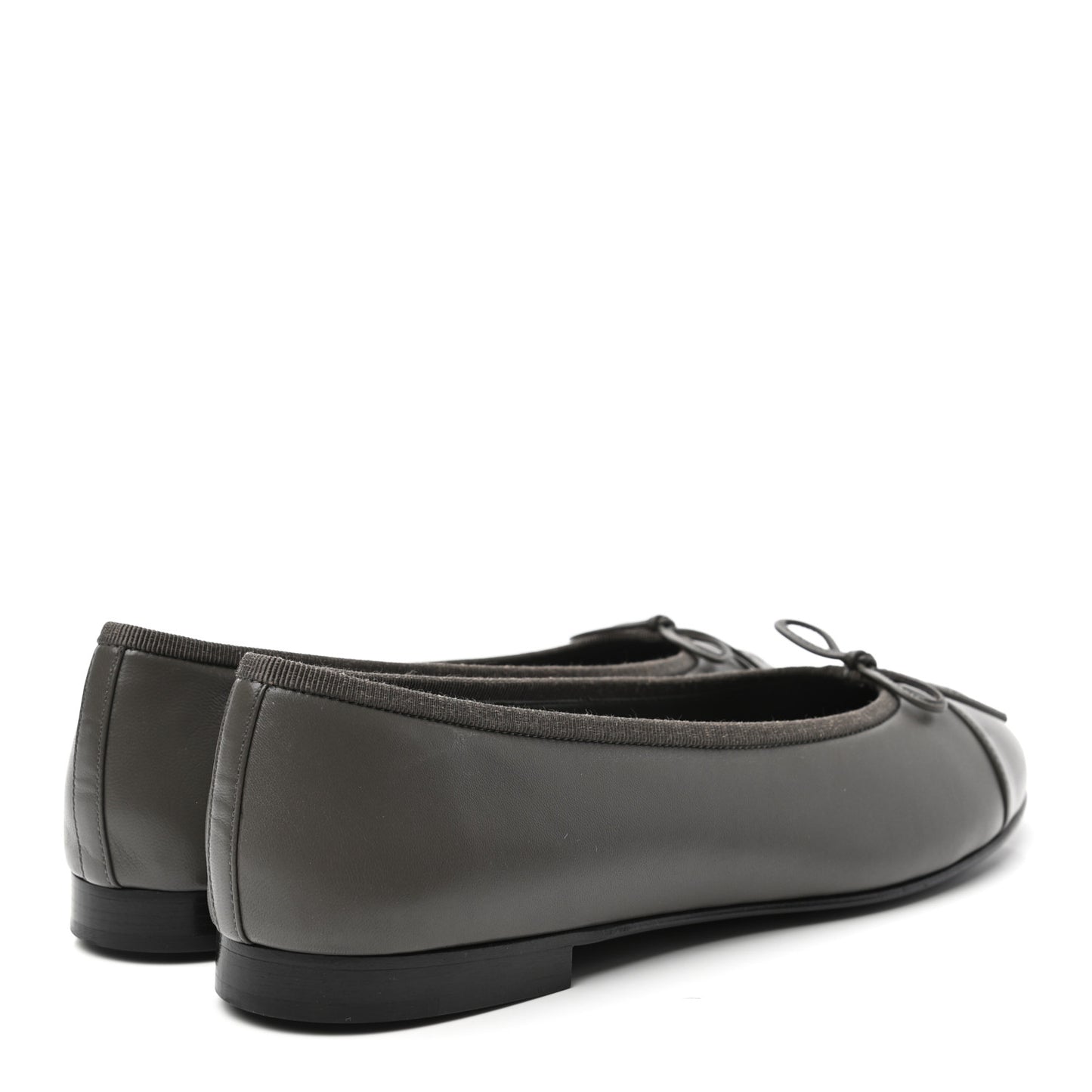 Lambskin Cap Toe CC Ballerina Flats 41 Dark Grey