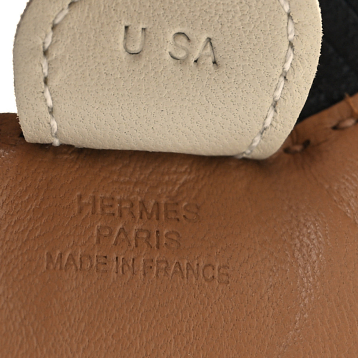 Hermes Milo Lambskin Grigri Rodeo Bag Charm PM Chai Black Craie 3 of 7