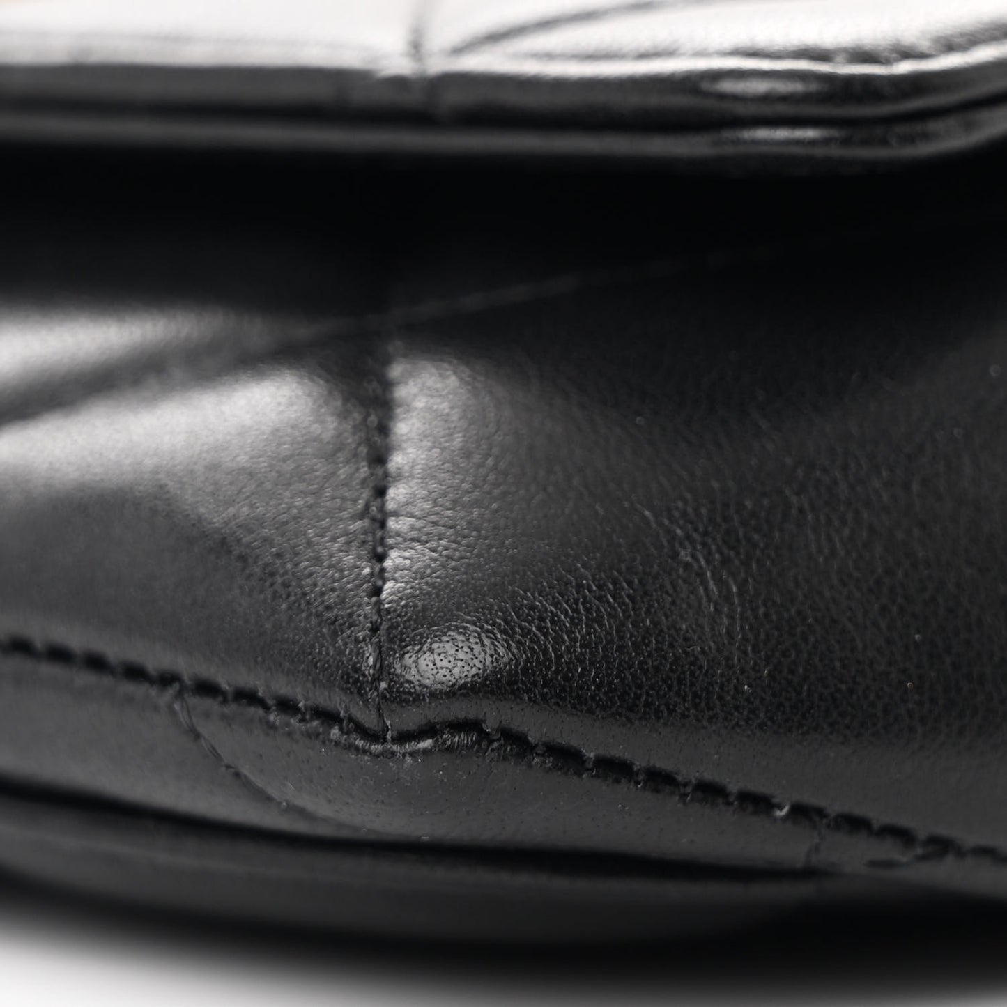 Goatskin Quilted Chanel 19 Glasses Case With Chain Black