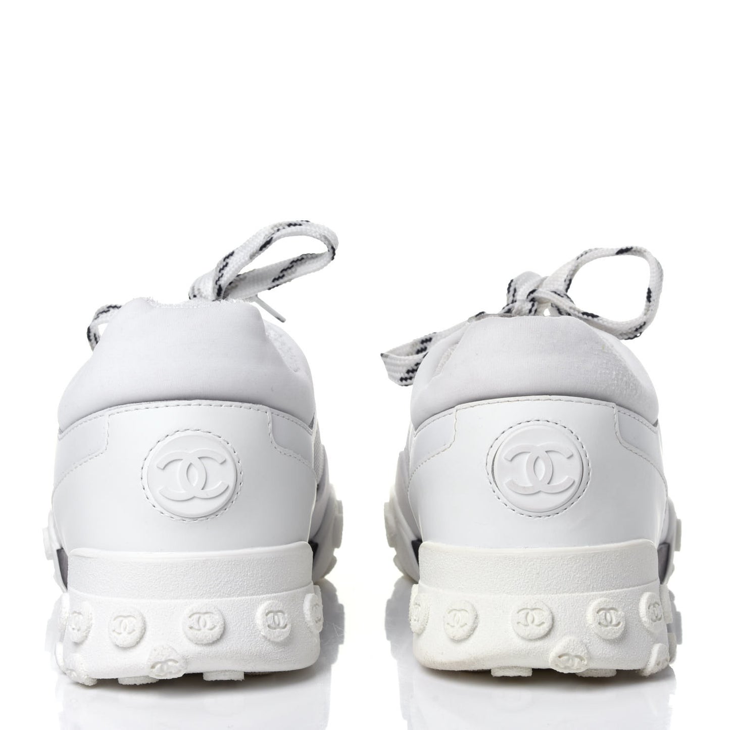 Calfskin Mesh Lycra Womens Logo Sneakers 39 White