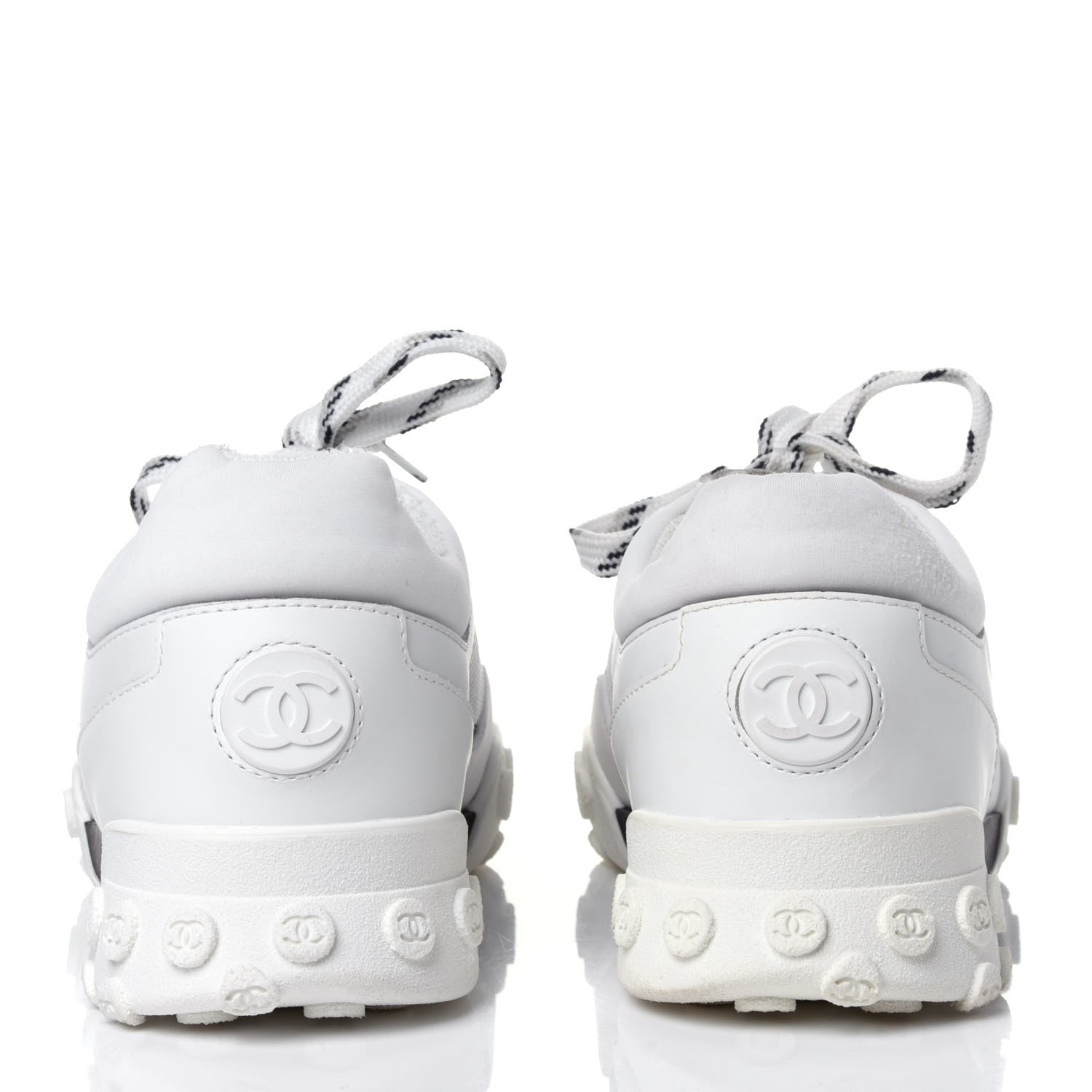 Chanel Calfskin Mesh Lycra Womens Logo Sneakers 39 White 5 of 11