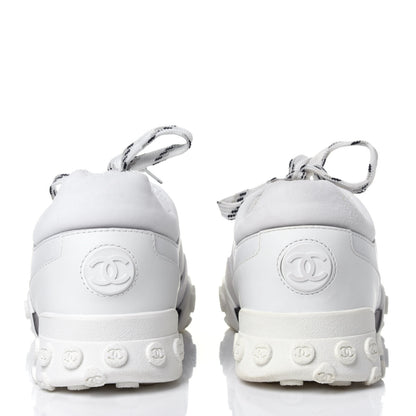 Chanel Calfskin Mesh Lycra Womens Logo Sneakers 39 White 5 of 11