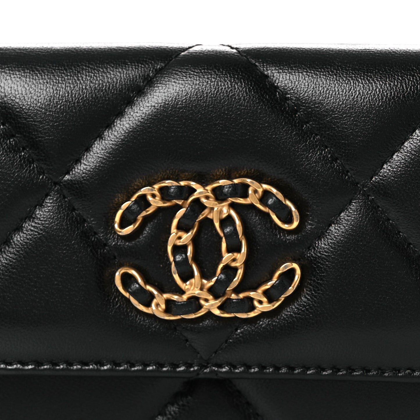 Lambskin Quilted Chanel 19 Flap Belt Bag Black