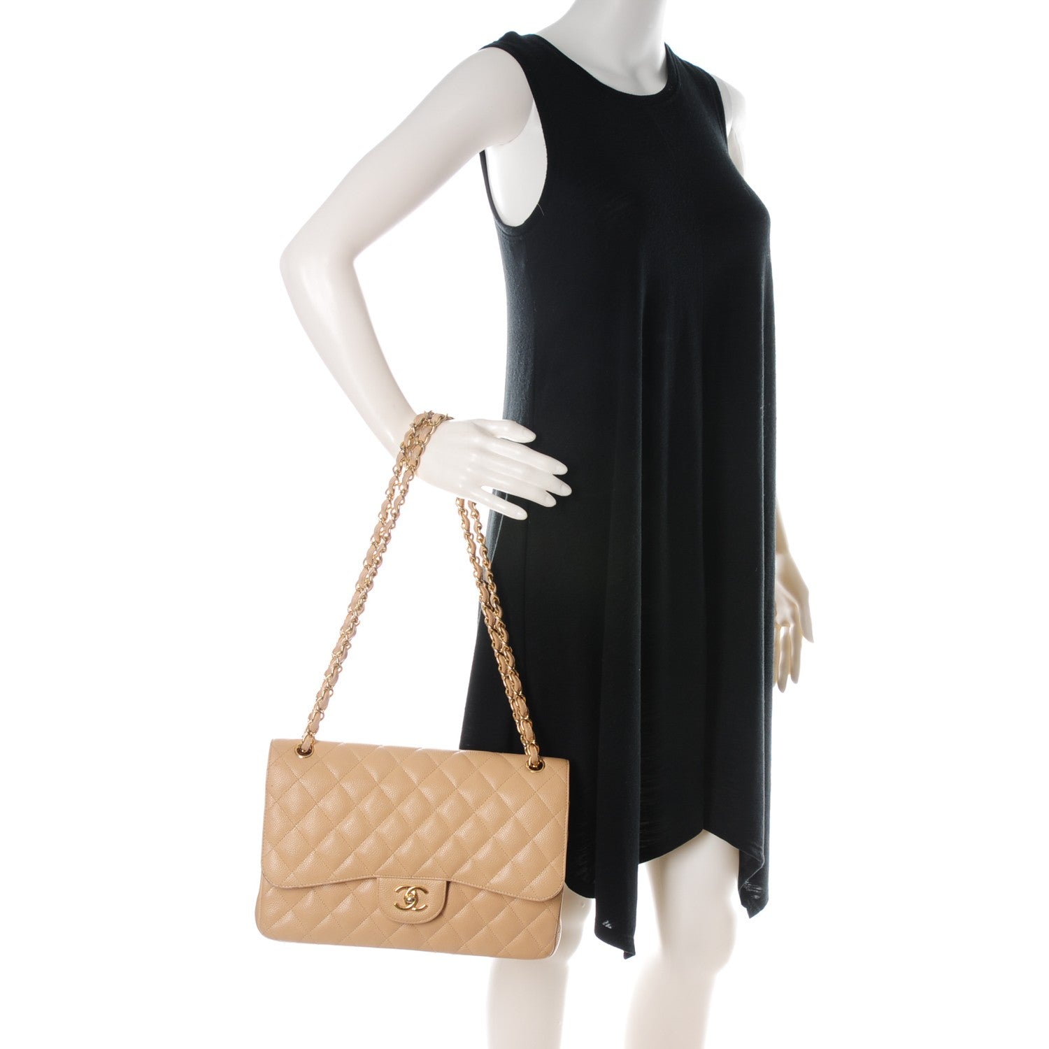 Chanel Caviar Quilted Jumbo Double Flap Beige Clair 3 of 10