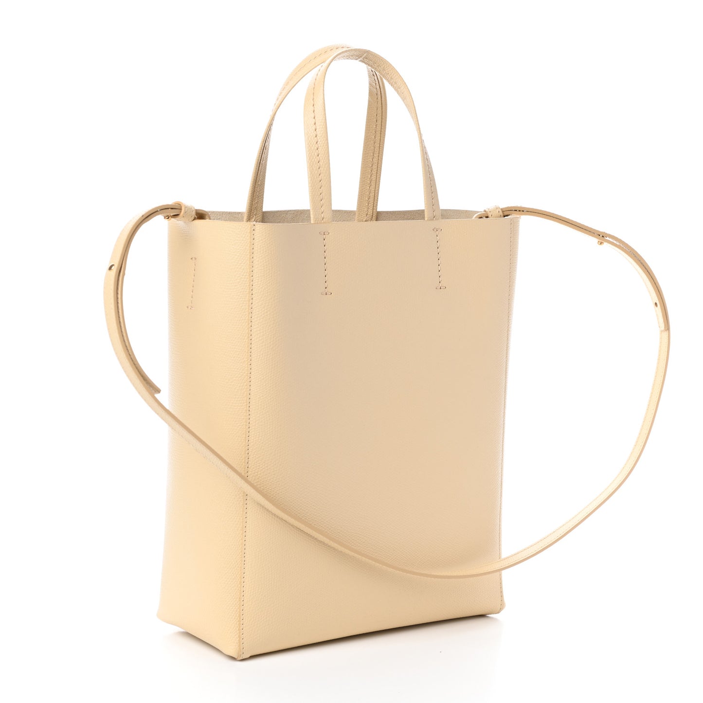 Grained Calfskin Small Vertical Cabas Sand