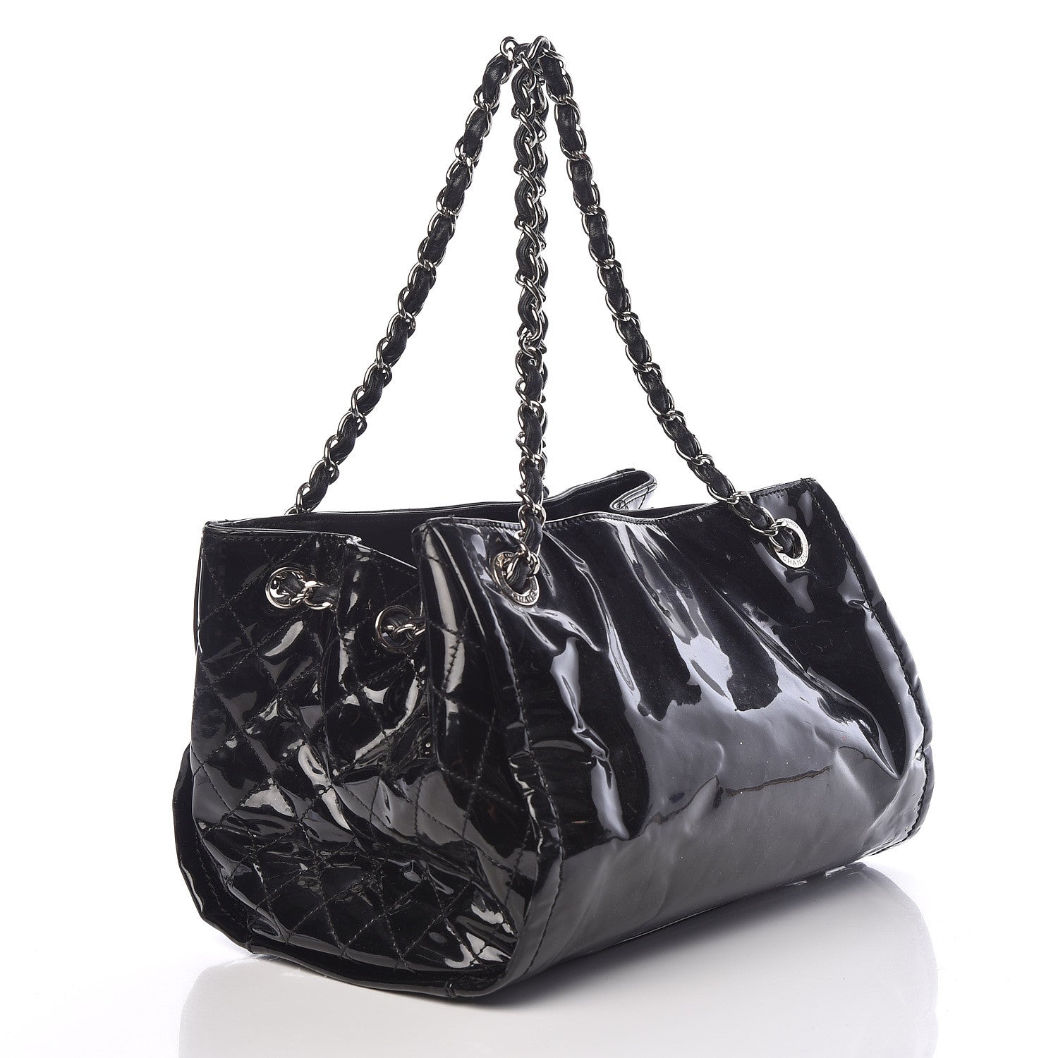 Chanel Patent Quilted CC Shoulder Bag Black 3 of 21