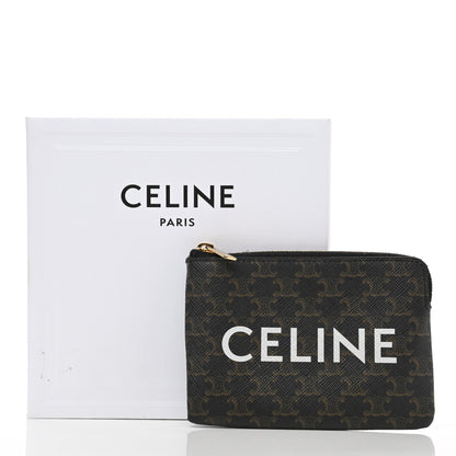 Celine Triomphe Canvas Logo Coin and Card Pouch With Hook Black 8 of 8