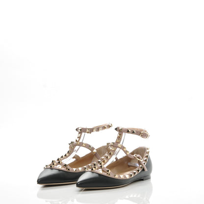 Valentino Garavani Nappa Rockstud Cage Ballerina Flats 35.5 Black Poudre 2 of 7