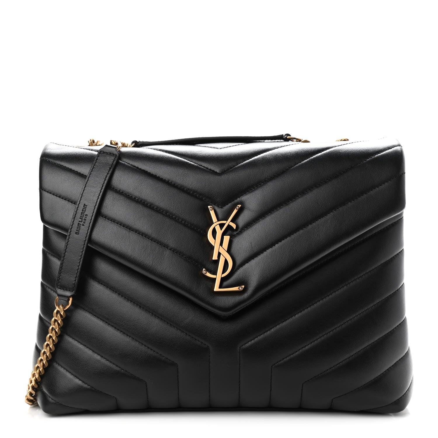 Saint Laurent Calfskin Y Quilted Monogram Medium Loulou Chain Satchel Black 1 of 9