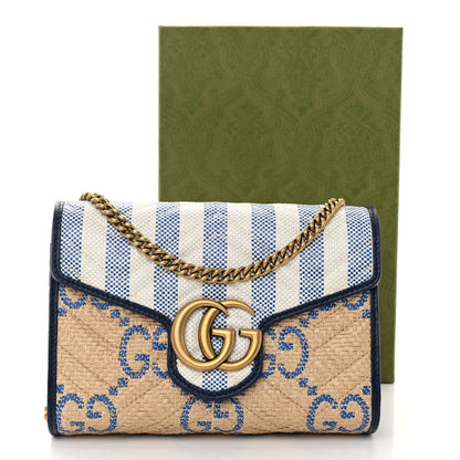 Gucci Raffia GG Monogram Matelasse GG Marmont Chain Wallet Mystic White Royale Natural 11 of 11