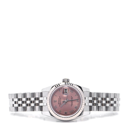 Rolex Stainless Steel 18K White Gold 26mm Oyster Perpetual Datejust Watch Pink Roman 179174 2 of 4