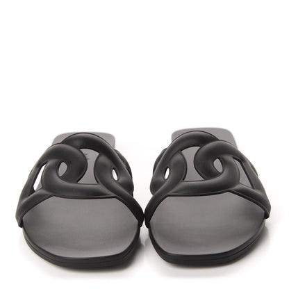 Hermes Rubber Aloha Sandals 37 Black 2 of 10