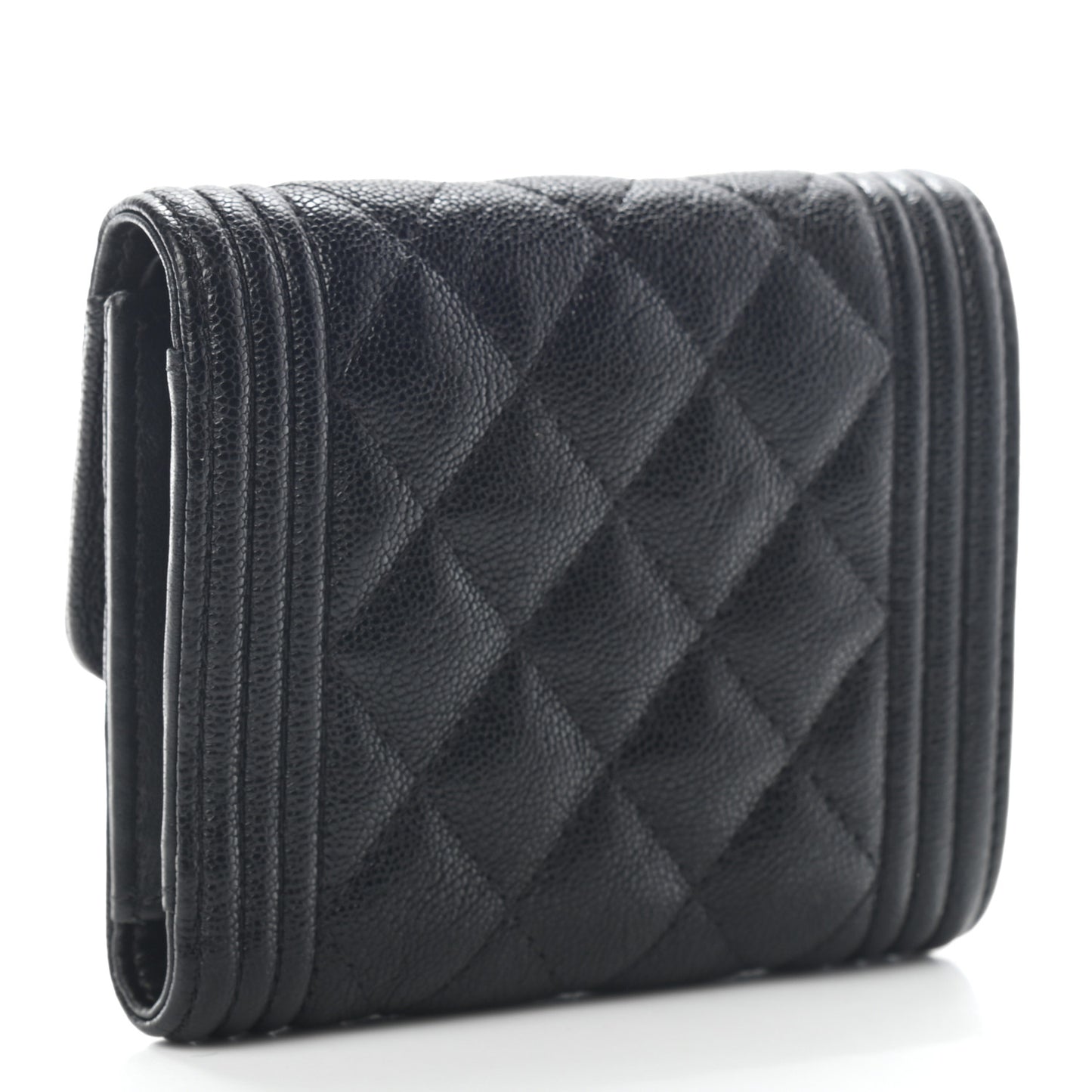 Caviar Quilted Compact Boy Wallet Black