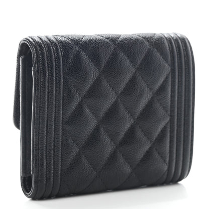 Chanel Caviar Quilted Compact Boy Wallet Black 3 of 7