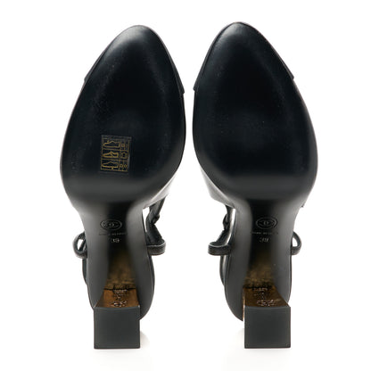 Chanel Lambskin Egyptian Hieroglyph Ankle Strap Pumps 39 Black 6 of 10